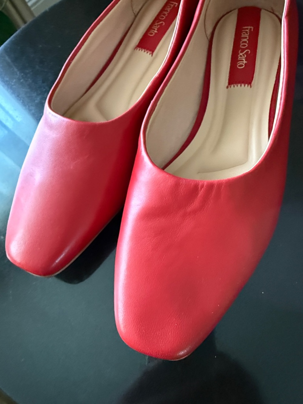 Franco Sarto Vana Red Leather Square Toe Ballet Flats Shoes Size 9M NWOT - Picture 8 of 17